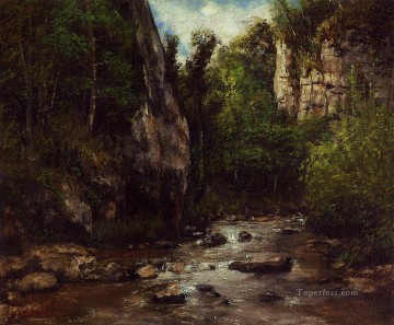 ウッズ Painting - オルナン リアリズム ギュスターヴ クールベの森の近くのピュイ ノワール近くの風景